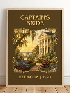 Captain's bride Classic Book Art Print by Kat Martin – framed print leaning on a wooden floor