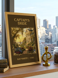 Captain's bride Classic Book Art Print by Kat Martin – framed print on a city-view windowsill