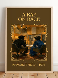A rap on race Classic Book Art Print by Margaret Mead – framed print leaning on a wooden floor