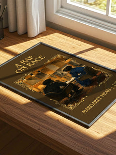 A rap on race Classic Book Art Print by Margaret Mead – print on a sunlit desk