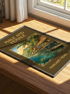 Male and female Classic Book Art Print by Margaret Mead – print on a sunlit desk