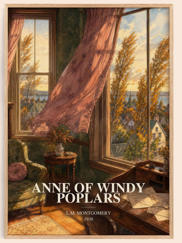 Anne Of Windy Poplars watercolour book poster by L.M. Montgomery – framed literary art print