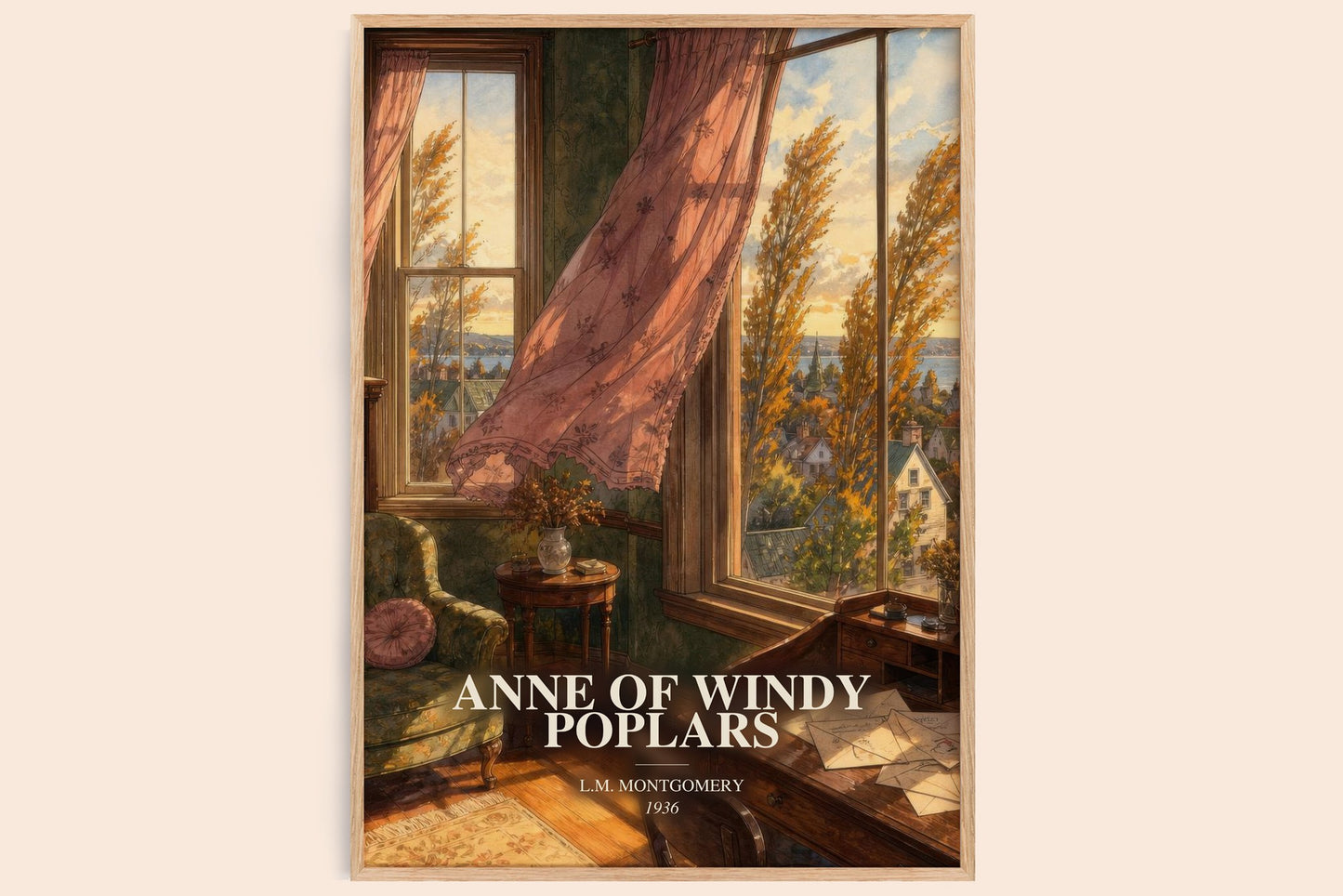 Anne Of Windy Poplars watercolour book poster by L.M. Montgomery – framed literary art print