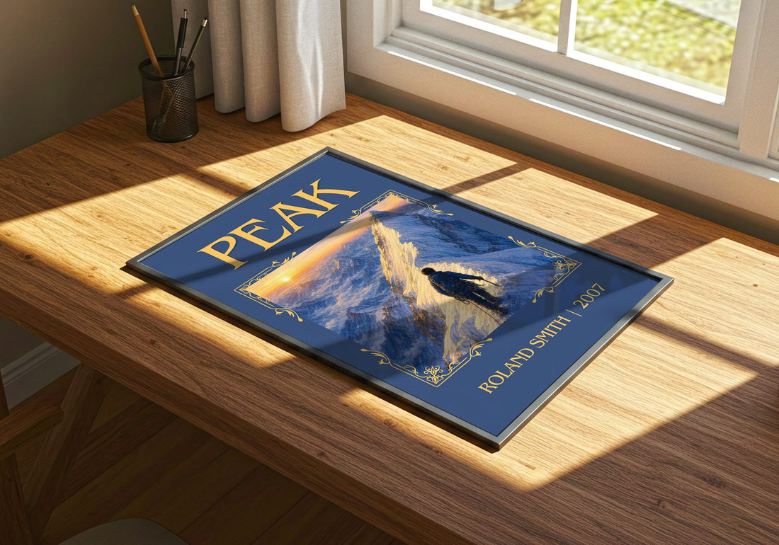 Peak Classic Book Art Print by Roland Smith – print on a sunlit desk