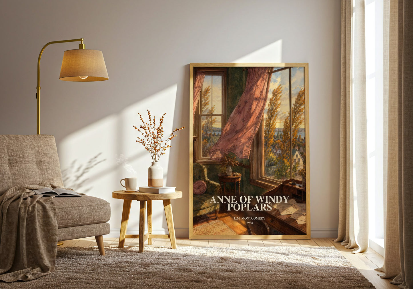 Anne Of Windy Poplars watercolour print in frame leaning in hallway – childrens wall art