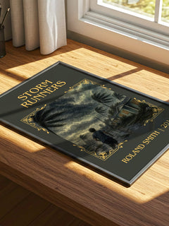 Storm Runners Classic Book Art Print by Roland Smith – print on a sunlit desk