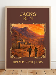 Jack's run Classic Book Art Print by Roland Smith – framed print leaning on a wooden floor