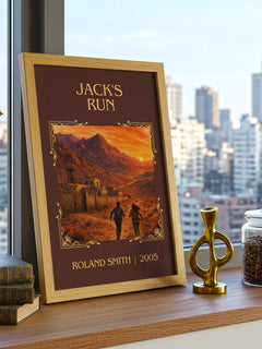 Jack's run Classic Book Art Print by Roland Smith – framed print on a city-view windowsill