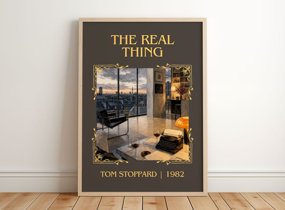The real thing Classic Book Art Print by Tom Stoppard – framed print leaning on a wooden floor