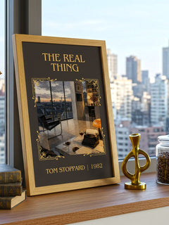 The real thing Classic Book Art Print by Tom Stoppard – framed print on a city-view windowsill