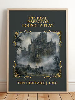 Real Inspector Hound – framed print leaning on a wooden floor