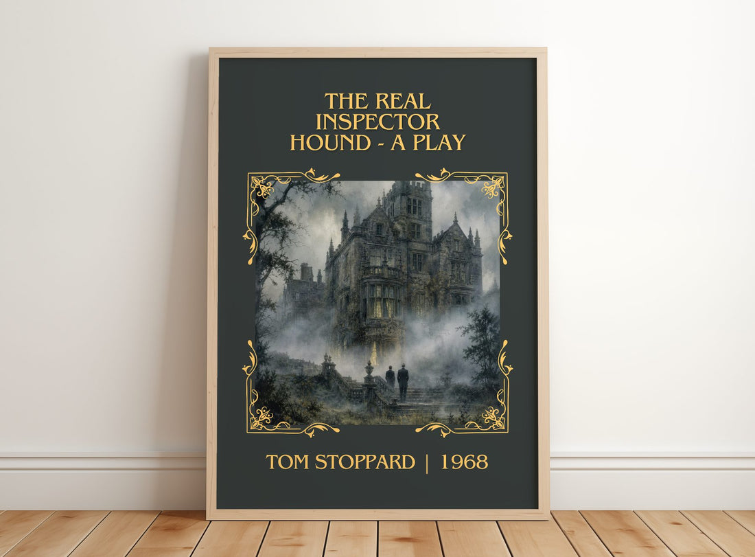 Real Inspector Hound – framed print leaning on a wooden floor