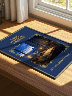 Basic political writings Classic Book Art Print by J. Rousseau – print on a sunlit desk
