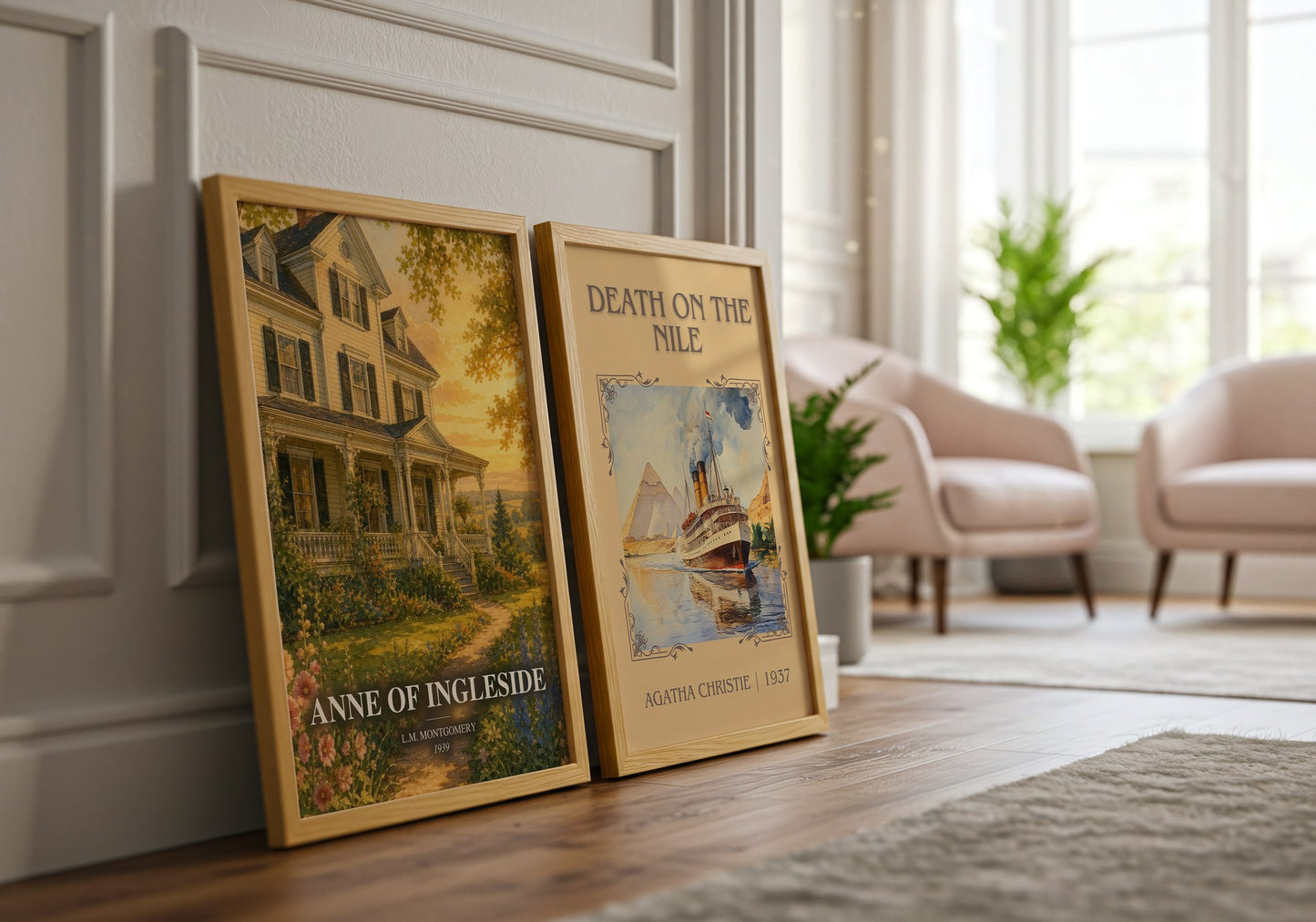 Anne Of Ingleside watercolour print framed by window – literary home decor