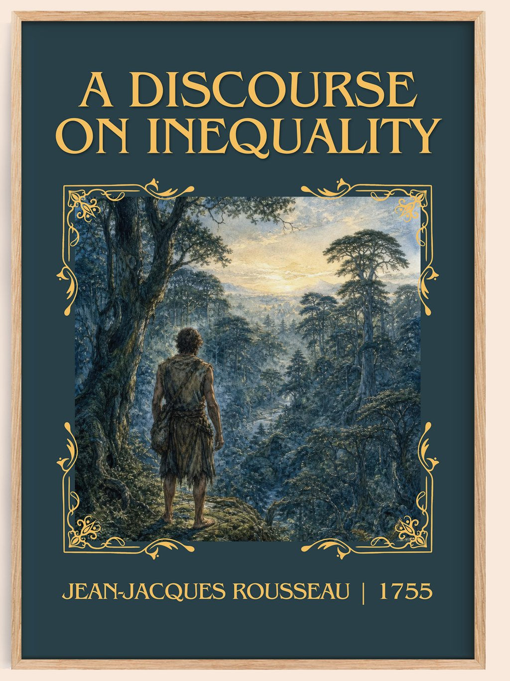 discourse on inequality Classic Book Art Print by J. Rousseau – book poster