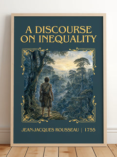 discourse on inequality Classic Book Art Print by J. Rousseau – framed print leaning on a wooden floor