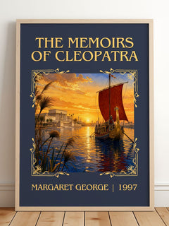 The Memoirs of Cleopatra Classic Book Art Print by Margaret George – framed print leaning on a wooden floor