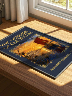 The Memoirs of Cleopatra Classic Book Art Print by Margaret George – print on a sunlit desk