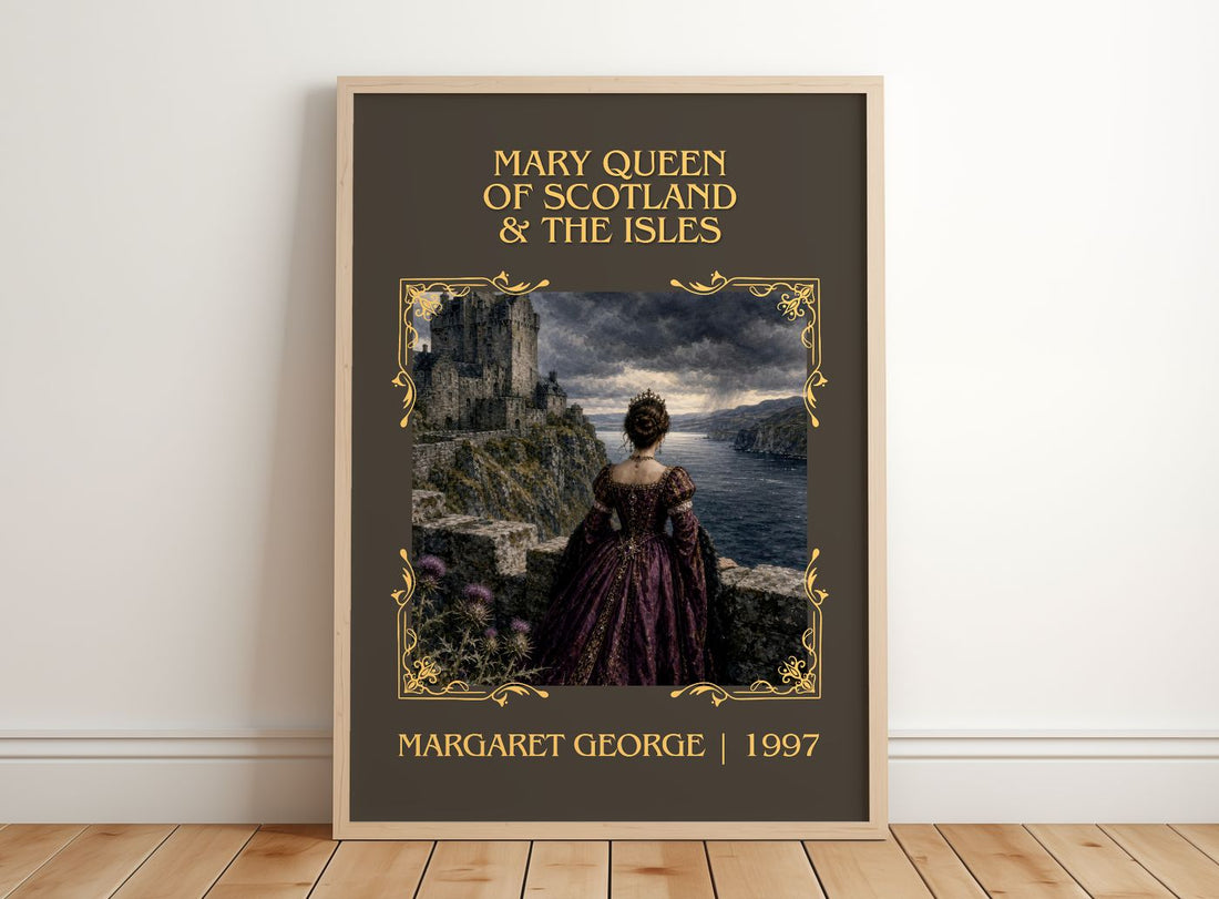 Mary Queen of Scotland & The Isles Classic Book Art Print by M. George – framed print leaning on a wooden floor