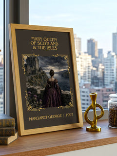 Mary Queen of Scotland & The Isles Classic Book Art Print by M. George – framed print on a city-view windowsill