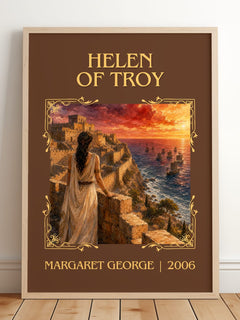 Helen of Troy Classic Book Art Print by Margaret George – framed print leaning on a wooden floor