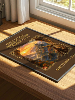 Once Upon A Marigold (Upon a Marigold #1 Classic Book Art Print by Jean Ferris – print on a sunlit desk