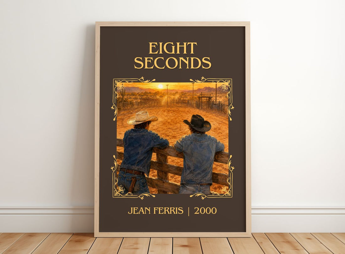 Eight seconds Classic Book Art Print by Jean Ferris – framed print leaning on a wooden floor
