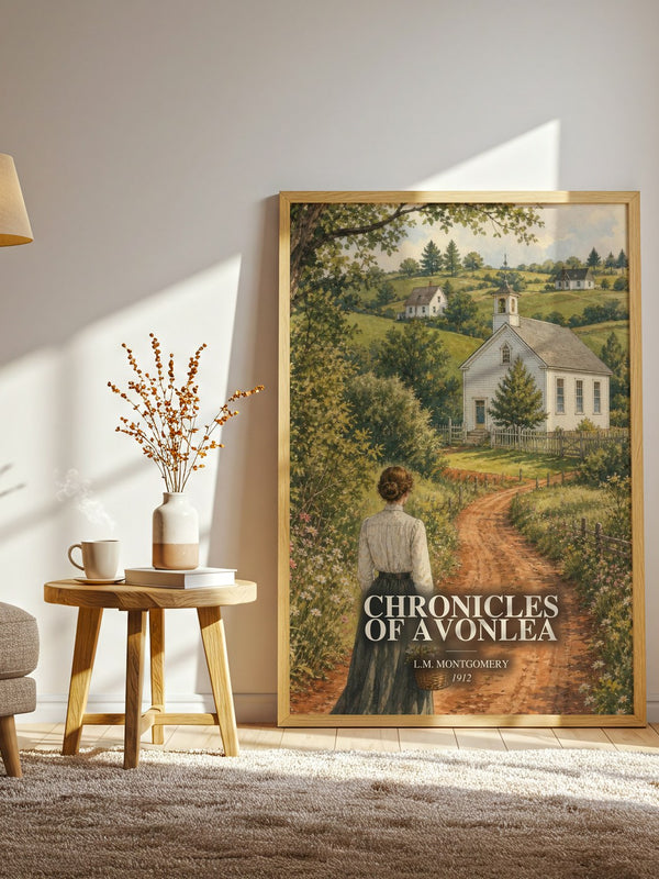 Chronicles Of Avonlea watercolour print in frame leaning in hallway – classic literature wall art