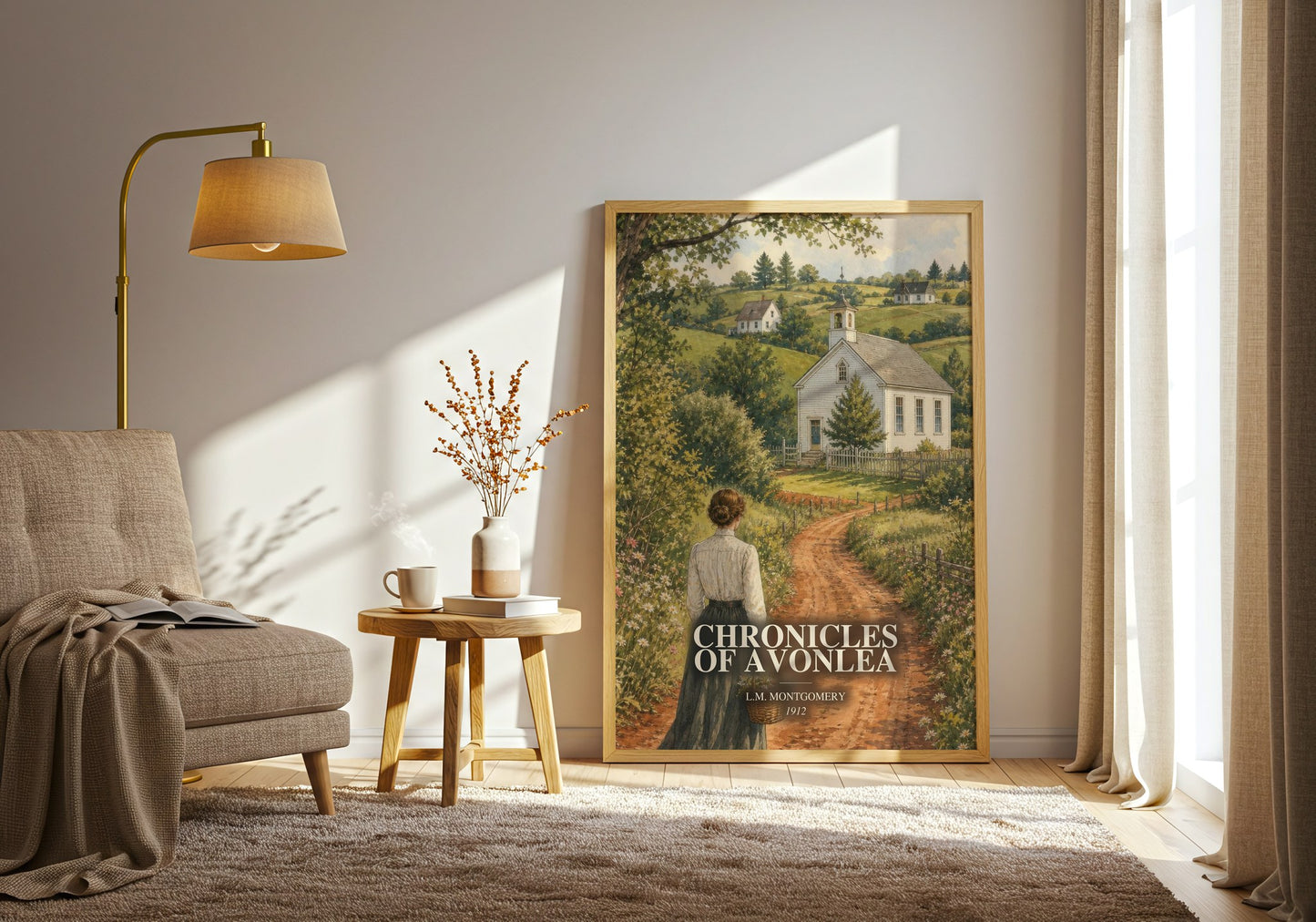 Chronicles Of Avonlea watercolour print in frame leaning in hallway – classic literature wall art