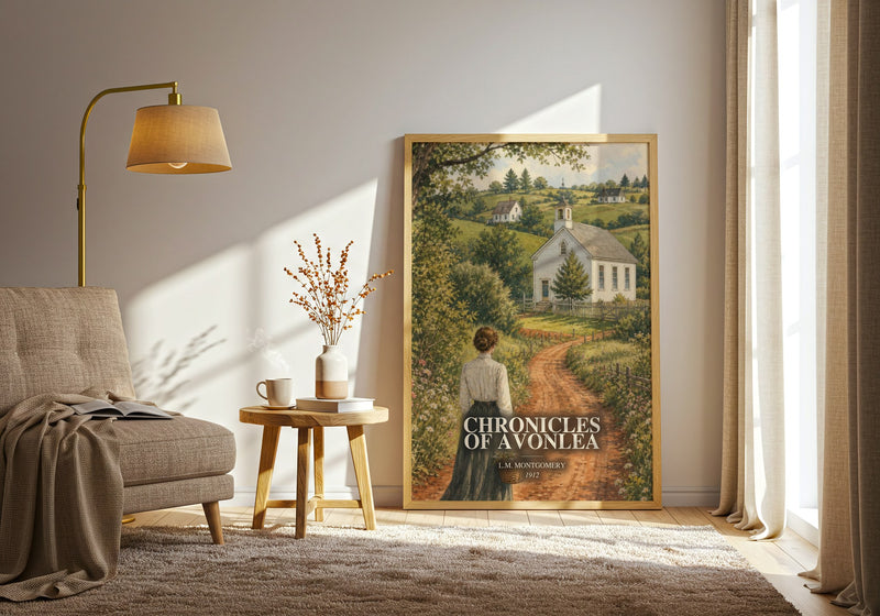 Chronicles Of Avonlea watercolour print in frame leaning in hallway – classic literature wall art