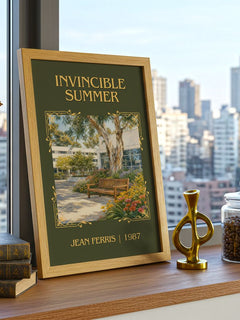 Invincible Summer Classic Book Art Print by Jean Ferris – framed print on a city-view windowsill