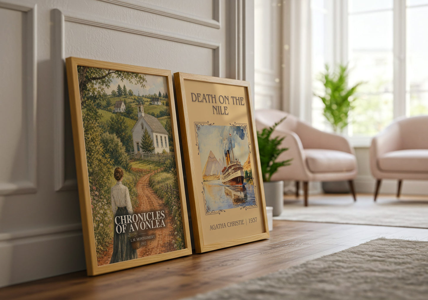 Chronicles Of Avonlea watercolour print framed by window – literary home decor