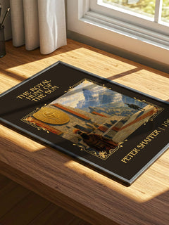 The royal hunt of the sun Classic Book Art Print by Peter Shaffer – print on a sunlit desk