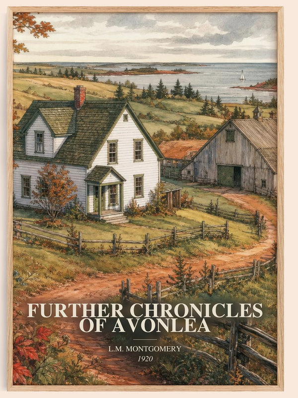 Further Chronicles Of Avonlea watercolour book poster by L.M. Montgomery – framed literary art print