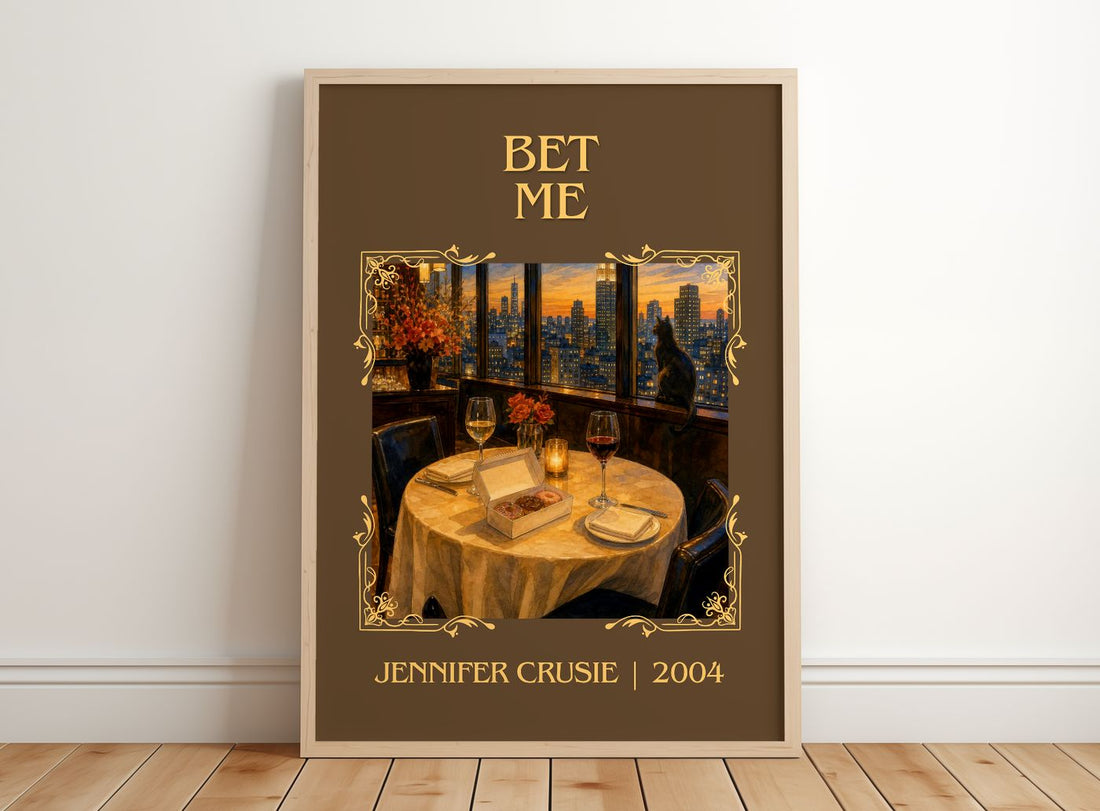 Bet me Classic Book Art Print by Jennifer Crusie – framed print leaning on a wooden floor