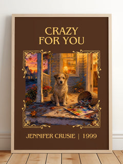 Crazy for You Classic Book Art Print by Jennifer Crusie – framed print leaning on a wooden floor