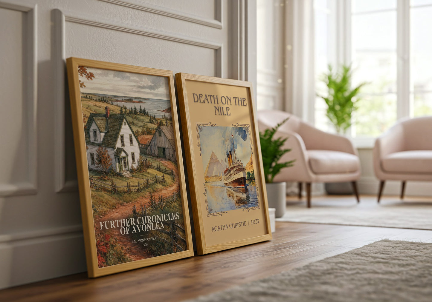 Further Chronicles Of Avonlea watercolour print framed by window – literary home decor