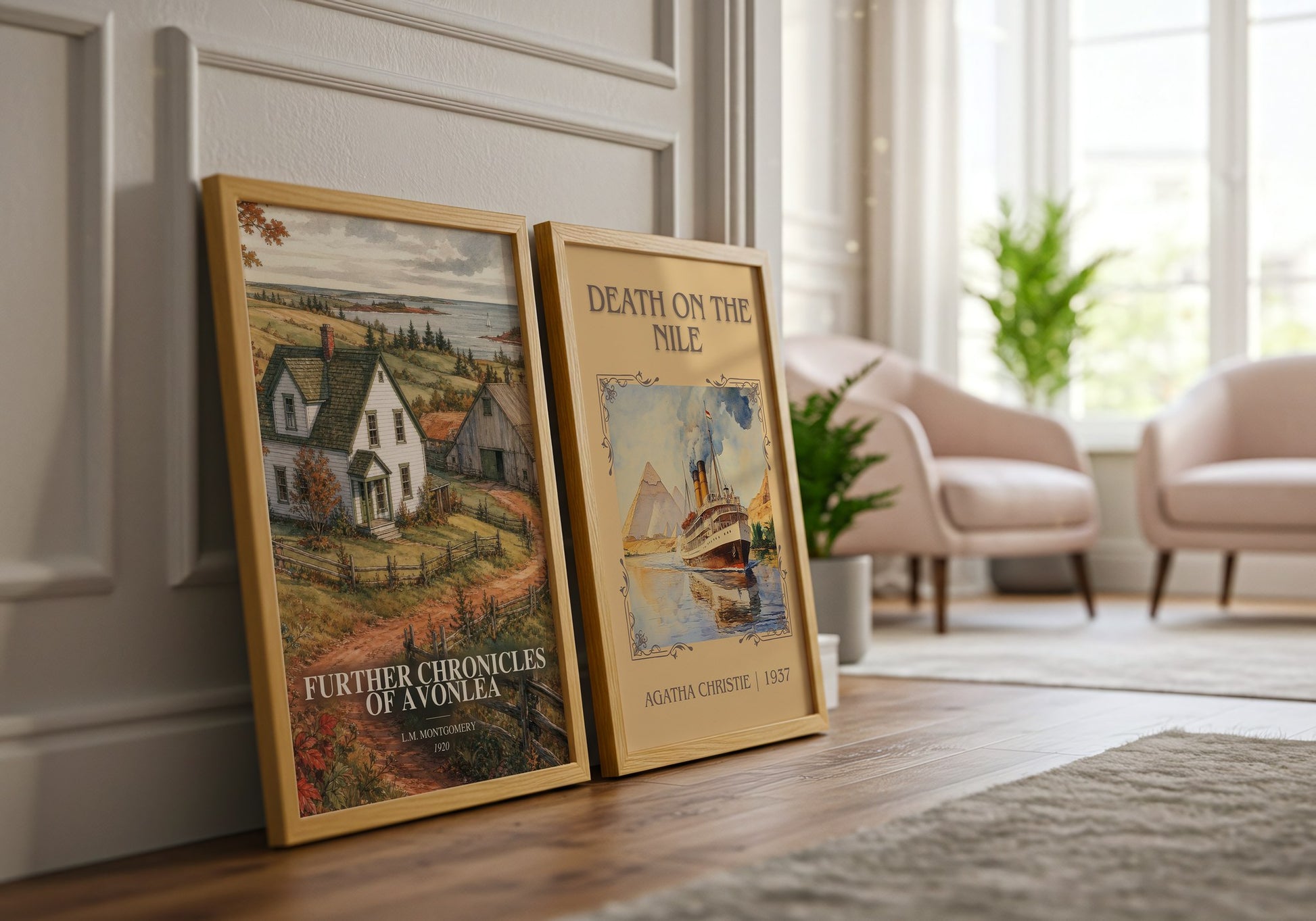 Further Chronicles Of Avonlea watercolour print framed by window – literary home decor