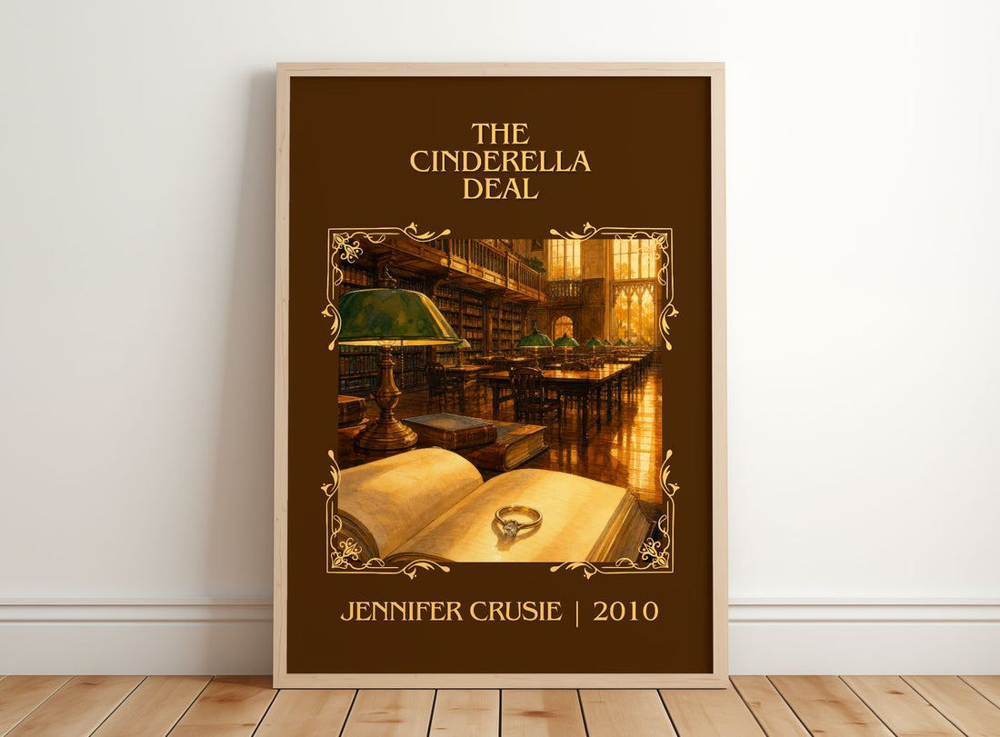 The Cinderella Deal Classic Book Art Print by Jennifer Crusie – framed print leaning on a wooden floor