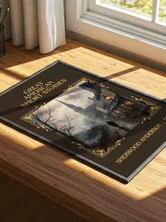 Great American Short Stories Classic Book Art Print by S. Anderson – print on a sunlit desk