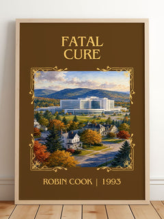 Fatal Cure Classic Book Art Print by Robin Cook – framed print leaning on a wooden floor