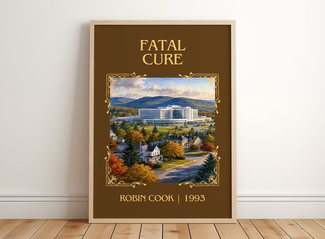 Fatal Cure Classic Book Art Print by Robin Cook – framed print leaning on a wooden floor