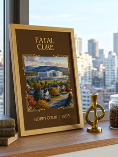 Fatal Cure Classic Book Art Print by Robin Cook – framed print on a city-view windowsill