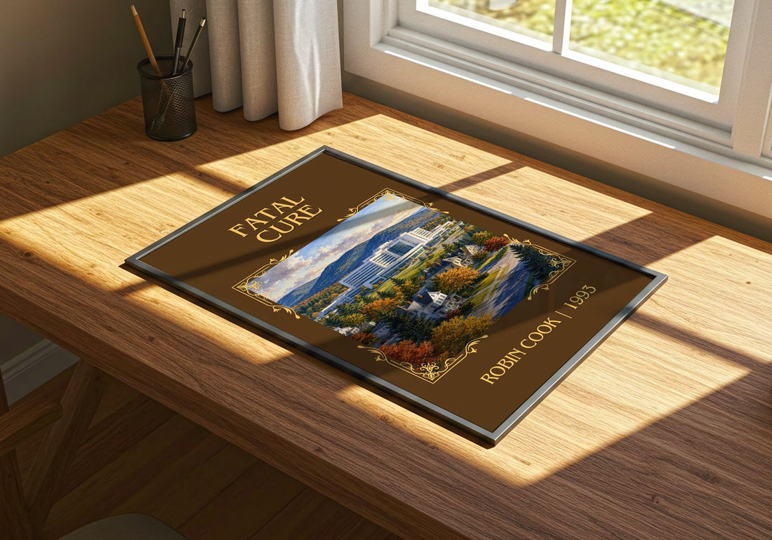 Fatal Cure Classic Book Art Print by Robin Cook – print on a sunlit desk