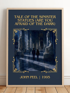 Tale of the Sinister Statues (Are You Afraid of the Dark) Classic Book Art Print by John Peel – framed print leaning on a wooden floor
