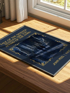 Tale of the Sinister Statues (Are You Afraid of the Dark) Classic Book Art Print by John Peel – print on a sunlit desk
