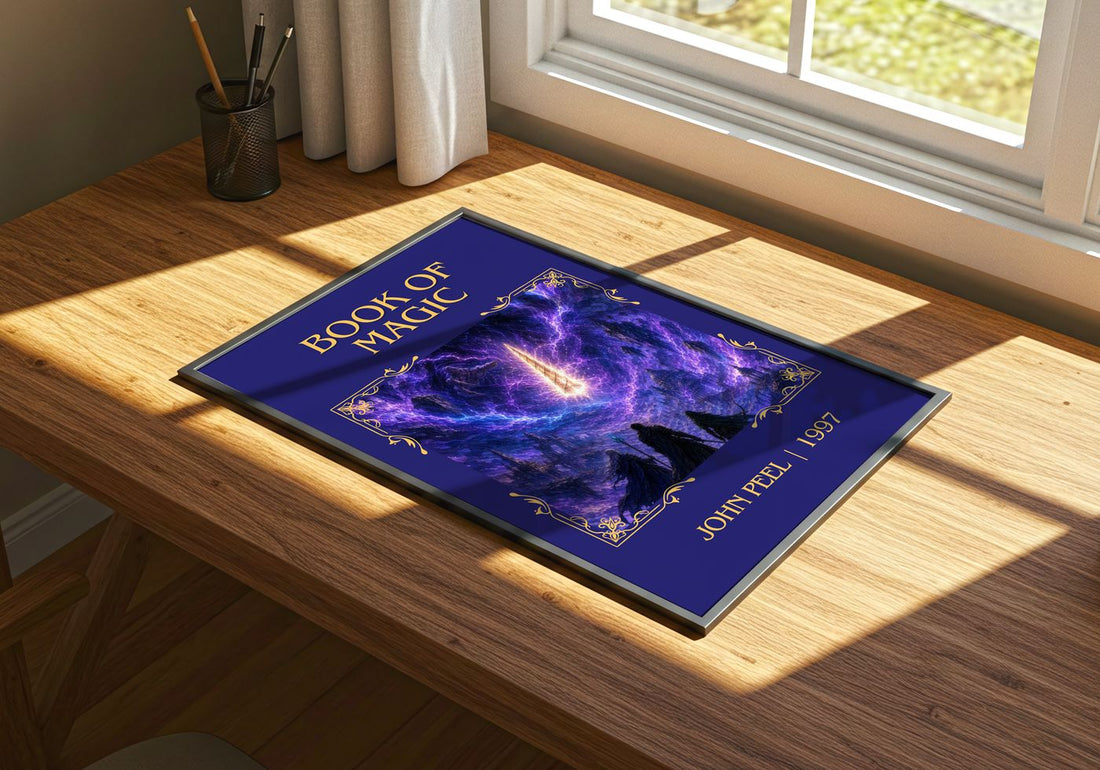 Book of magic Classic Book Art Print by John Peel – print on a sunlit desk