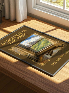 Barefoot in the park Classic Book Art Print by Neil Simon – print on a sunlit desk