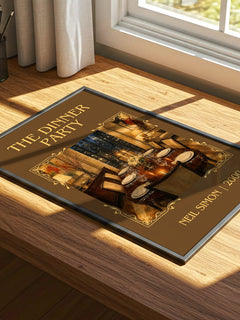 The Dinner Party Classic Book Art Print by Neil Simon – print on a sunlit desk