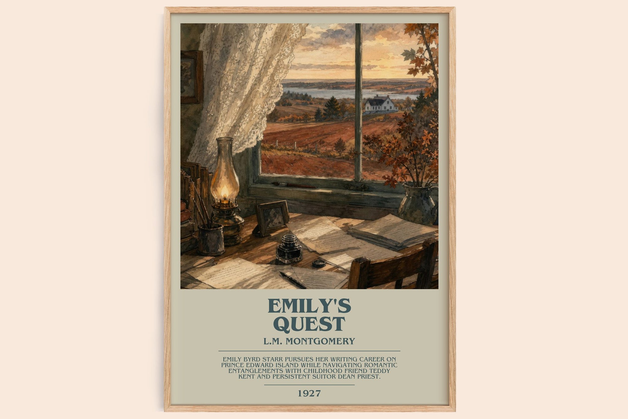 Emily'S Quest bookish book poster by L.M. Montgomery – framed literary art print